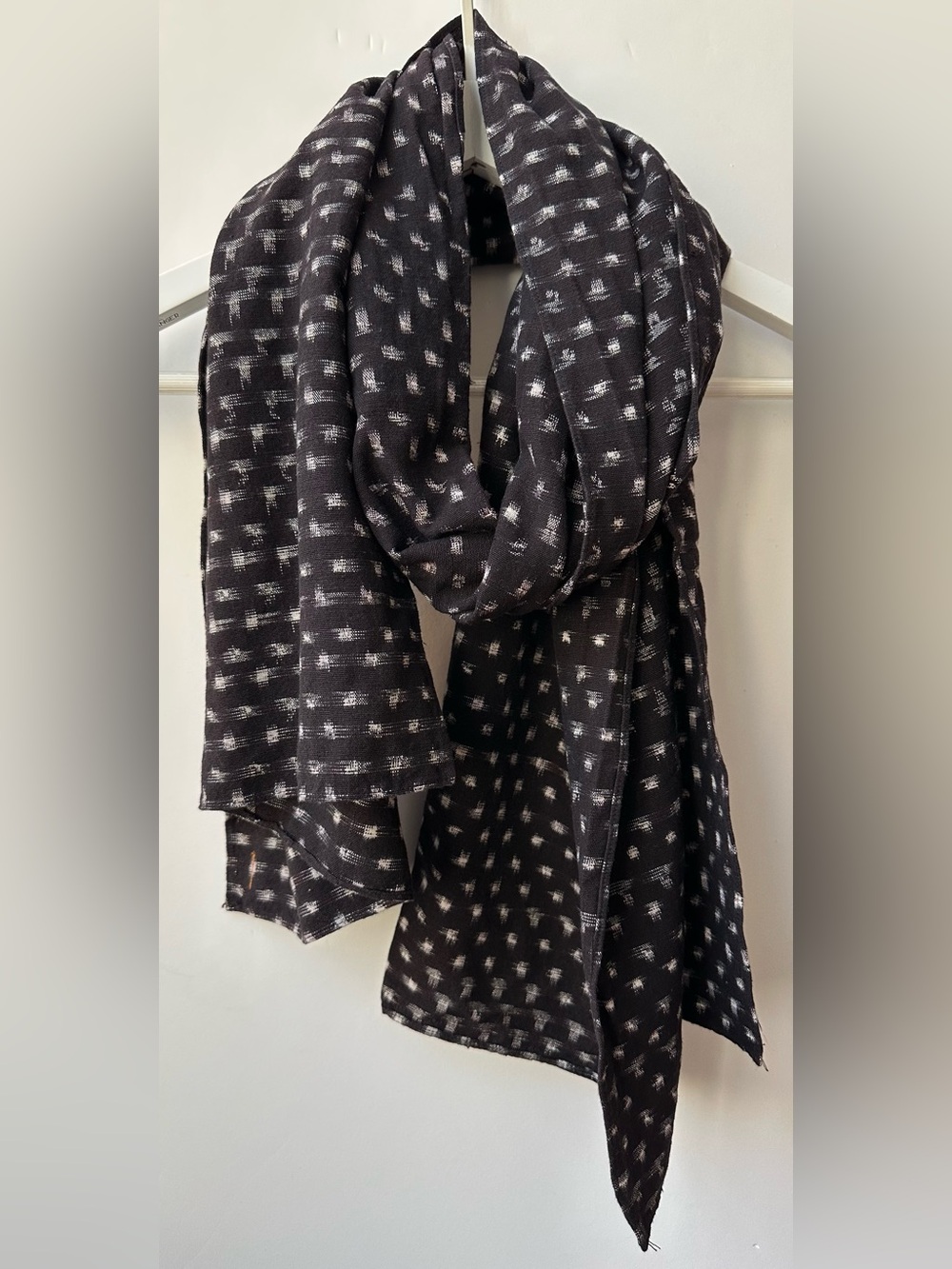 Esby Apparel - 100% Organic Japanese Cotton - Black and White Woven Ikat Scarf